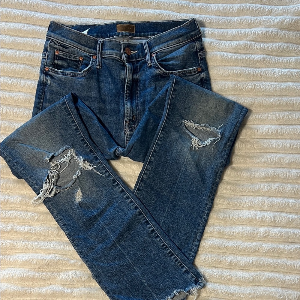 MOTHER Distressed Denim Skinny Jeans